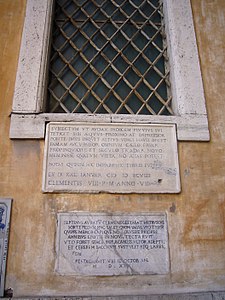 Porta del Popolo: memoria delle piene del 1530 e del 1599