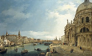 Venise: le Grand Canal avec Santa Maria della Salute, vers le bacino