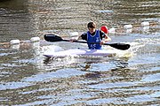 Deutsch: Kanusport bei den Olympischen Jugendspielen 2018; Tag 10, 16. Oktober 2018; Kleines Finale um die Bronzemedaille Jungen Einer-Kajak-Slalom: Tom Bouchardon (Frankreich) - George Snook (Neuseeland) English: Canoeing at the 2018 Summer Youth Olympics at 16 October 2018 – Boys' K1 slalom Bronze Medal Race: Tom Bouchardon (France) - George Snook (New Zealand)