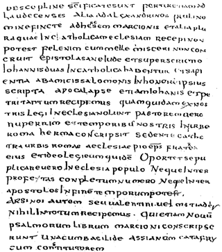 <span class="mw-page-title-main">Muratorian fragment</span> Ancient list of books of the New Testament