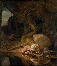 Carel Fabritius. Hera hiding during the battle between the gods and the giants from 1645 until 1647 date QS:P,+1645-00-00T00:00:00Z/8,P580,+1645-00-00T00:00:00Z/9,P582,+1647-00-00T00:00:00Z/9 . oil on canvas medium QS:P186,Q296955;P186,Q12321255,P518,Q861259 . 77 × 67 cm (30.3 × 26.3 in). Moscow, Pushkin Museum of Fine Arts.