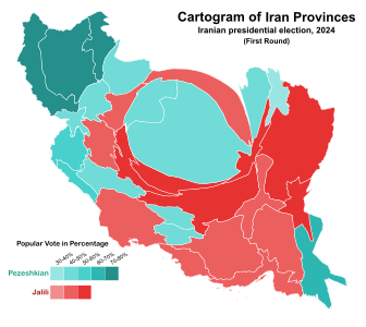 First round results by province. The area of each province is proportional to the number of its voters.