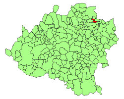 Cerbón avmerkt i raudt på kommunekart over provinsen Soria