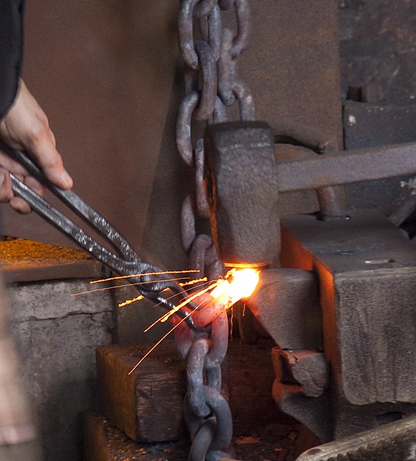 Chain making, once a major Black Country industry, as demonstrated at the Black Country Living Museum.