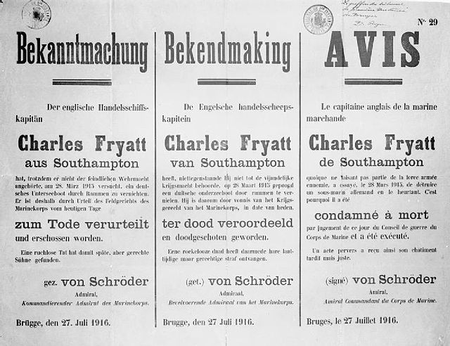 Notice of execution in German, Dutch and French.