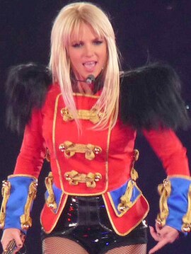 Spears performing in 2009's world tour The Circus Starring Britney Spears