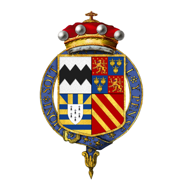 File:Coat of arms of Sir Thomas West, 9th Baron De La Warr, KB, KG.png