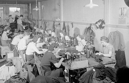 Clothing factory in Montreal, Quebec, in 1941.