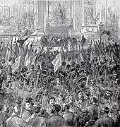 The celebration of the election of the Commune on 28 March 1871--the Paris Commune was a major early implementation of socialist ideas Commune 28 mars.jpeg