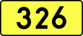 English: Sign of DW 326 with oficial font Drogowskaz and adequate dimensions.