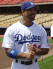Roberts playing for the Los Angeles Dodgers