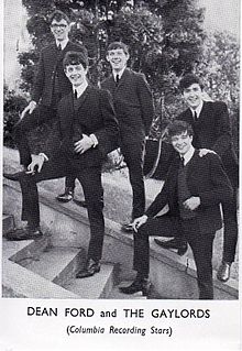 Left to right: Bill Irving, Junior Campbell, Dean Ford, Ray Duffy and Pat Fairley (1964) Dean Ford & The Gaylords 1964.jpg