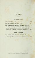 EN VENTE. Du même Auteur. LES CARILLONS. 1 vol I f l-LES APPARITIONS DE XOEL. 1 vol 1 >; LES CONTES DE CHARLES DICKENS, l"^* série conlenant les apparitions de noel, le cricri du FOYER, les carillons, Cl précédés (l’une notice sur l’dutenr, par M. Amédée Pichot. 1 vol. in-18jésns ... 3 » SOUS PRESSE. LES CONTES DE CHARLES DICKENS, 2e série, 1 vol. in-18 Jésus 3 » Imprimerie Cl*te, Taillefer et C^, 7 rue Saint-Benoit.