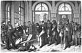 Die Gartenlaube (1870) b 673.jpg Erste Hülfe im Sanitätsdienst nach Ankunft eines Verwundetenzugs Nach der Natur aufgenommen von H. Leutemann. (S)