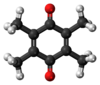 Ball-and-stick model of the duroquinone molecule