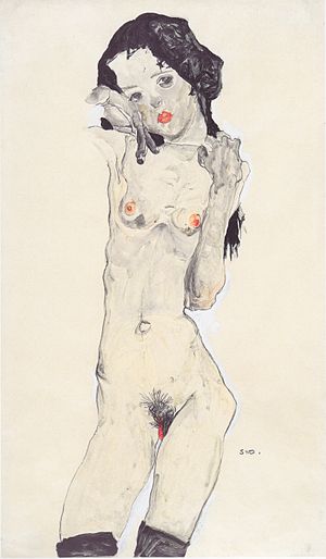 Egon Schiele: Primeros años, Primera época vienesa y analogía con Klimt, Caso Neulengbach