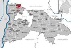 Elhelyezkedése Baden-Württemberg térképén