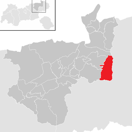 Poloha obce Ellmau v okrese Kufstein (klikacia mapa)