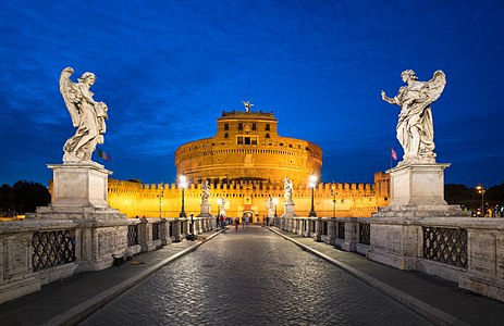 Castel Sant'Angelo and Ponte Sant'Angelo in Rome, Italy