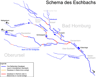 Scheme drawing of the Eschbach and the source streams