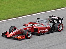 Gelael racing for Prema Racing at the 2018 Spielberg Formula 2 round FIA F2 Austria 2018 Nr. 03 Gelael (2).jpg