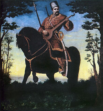 Cossack Mamay playing a kobza