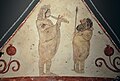 Гравець на авлосі та сатир. Фреска з Пестума, IV ст. до н. е.
