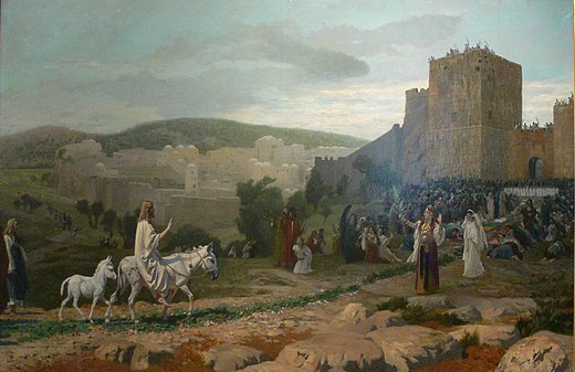 A painting of Jesus' final entry into Jerusalem, by Jean-Léon Gérôme, 1897
