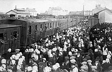 Gare de Tréboul : départ pour le front en 1914