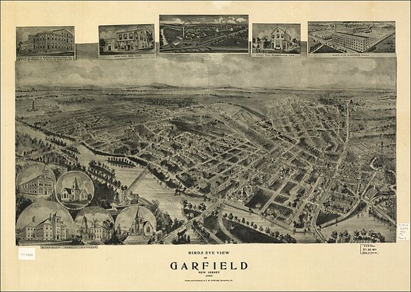 Bird's-eye view of Garfield New Jersey, image from memory.loc.gov