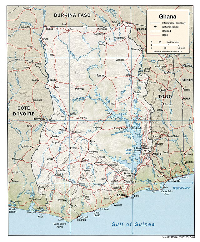 Kart over Republikken Ghana
