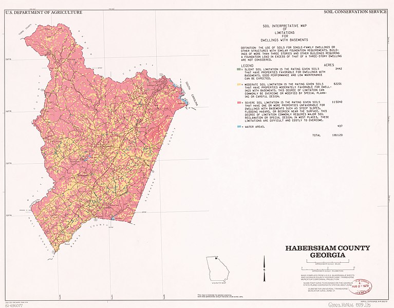 File:Habersham County, Georgia - soil interpretive map of limitations for dwellings with basements LOC 82696077.jpg