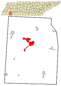 Location in Hardeman County and the state of ٹینیسی.