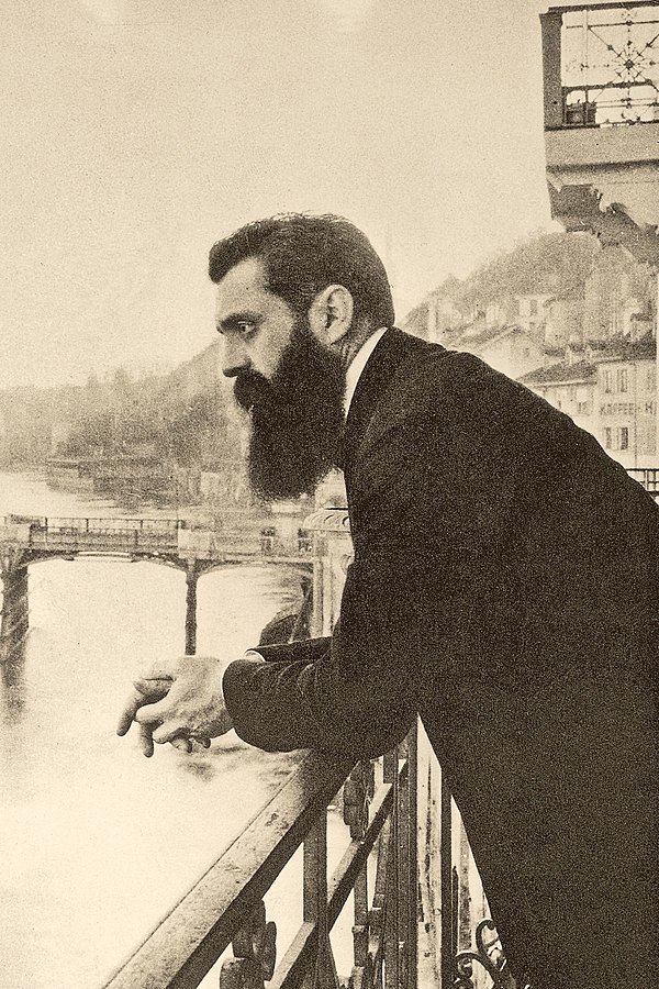 Theodor Herzl, visionary of the Jewish State, in Basel, photographed during Fifth Zionist Congress in December 1901, by Ephraim Moses Lilien.