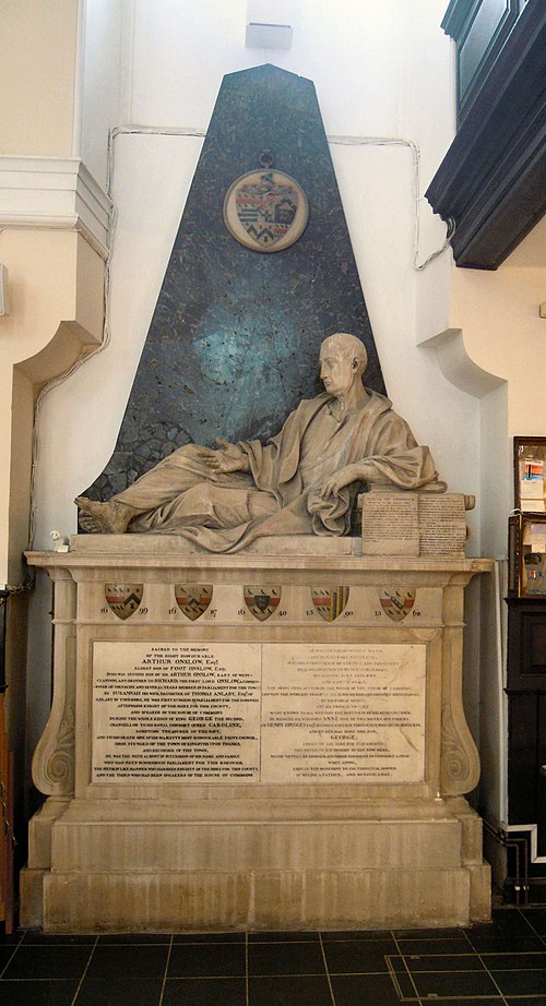 Onslow's memorial in Holy Trinity Church in Guildford