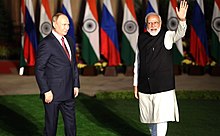 Indian PM Narendra Modi with Russian President Vladimir Putin. India and Russia enjoy strong strategic and military relations.
(New Delhi, 2021) Indo-Russian Talk December, 2021.jpg