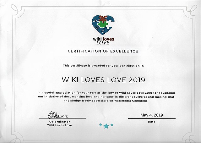 Jury member of Wiki Loves Love 2019