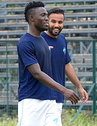 Kareem Omolaja and Sehijpal Singh in training with Minerva Punjab in 2016. Kareem&sehijpal.jpg