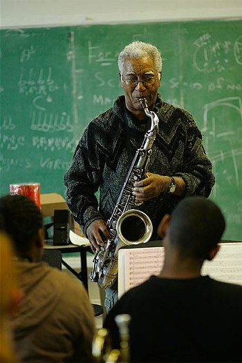 Kidd Jordan playing saxophone at Luscher Schoo...