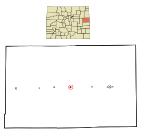Kit Carson County Colorado Incorporated and Unincorporated areas Stratton Highlighted.svg