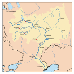 Nedslagsfeltet til Kljazma innanfor nedslagsfeltet til Volga