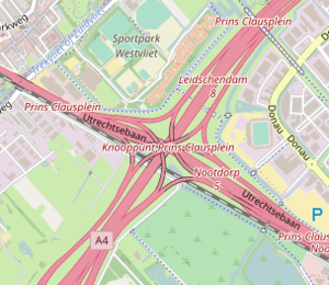 Overview map of Knooppunt Prins Clausplein