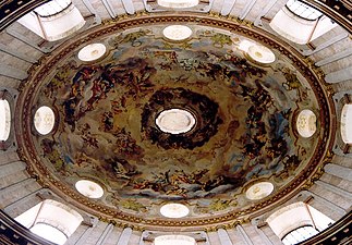 Interior of the elliptical dome of the Karlskirche in Vienna, by Johann Bernhard Fischer von Erlach (1716–29)