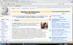 Konqueror a Wikipédia oldalát mutatja