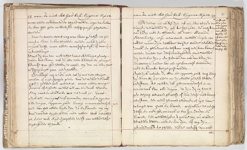 File:Korte verhandeling van God, de mensch, en deszelvs welstand - KB 75 G15 - folios 029v (left) and 030r (right).jpg