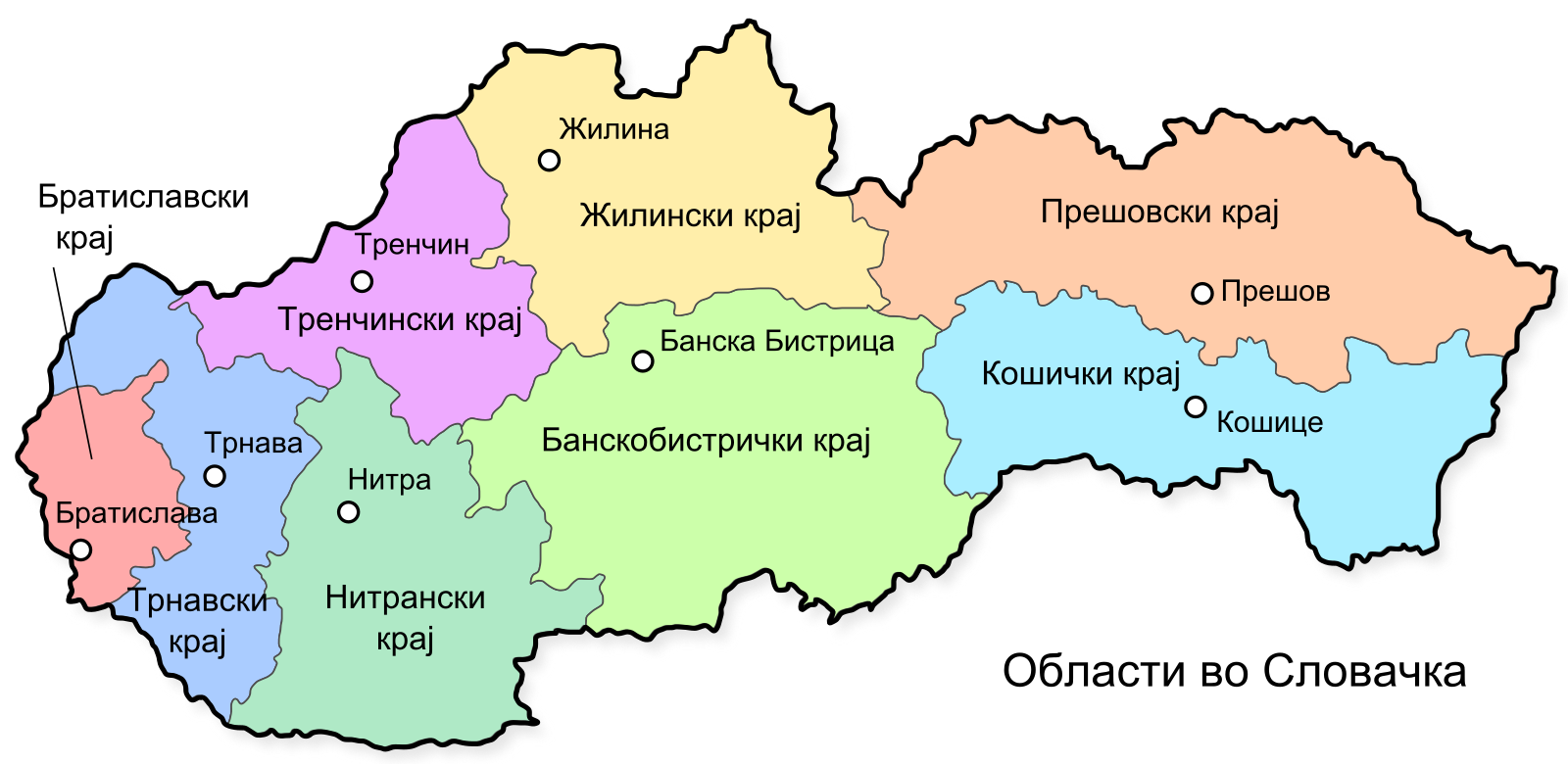 Словакия карта с городами