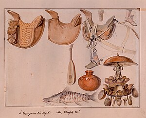 Le Vagre, poisson de la Magdelaine. Selles, ustensiles (El bagre, pescado del Magdalena. Sillas, utensilios) François Désiré Roulin, 1823.jpg