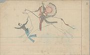 Ledger Drawing - Arapaho warrior and U