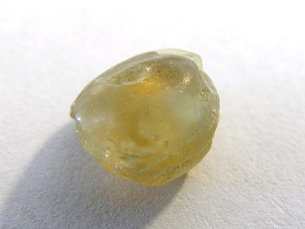 An uncut, rough yellow sapphire found at the Spokane Sapphire Mine near Helena, Montana