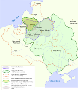 Storfyrstendømmet Litauens placering